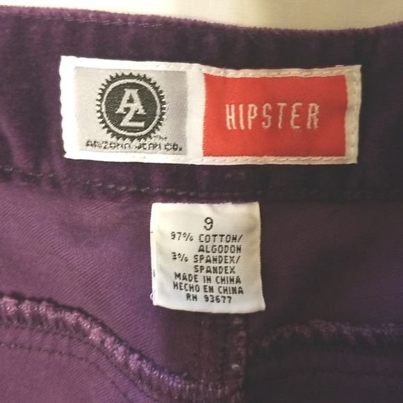 Purple stretch velvet bootcut jeans Arizona Jean company size 9 cotton spandex - Picture 4 of 5